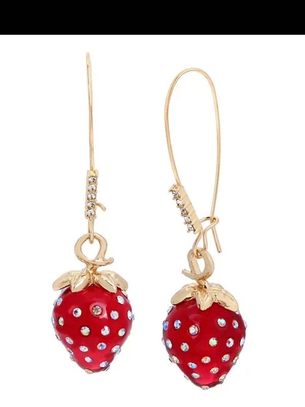 Betsey Johnson Gold-Tone Strawberry Drop Earrings